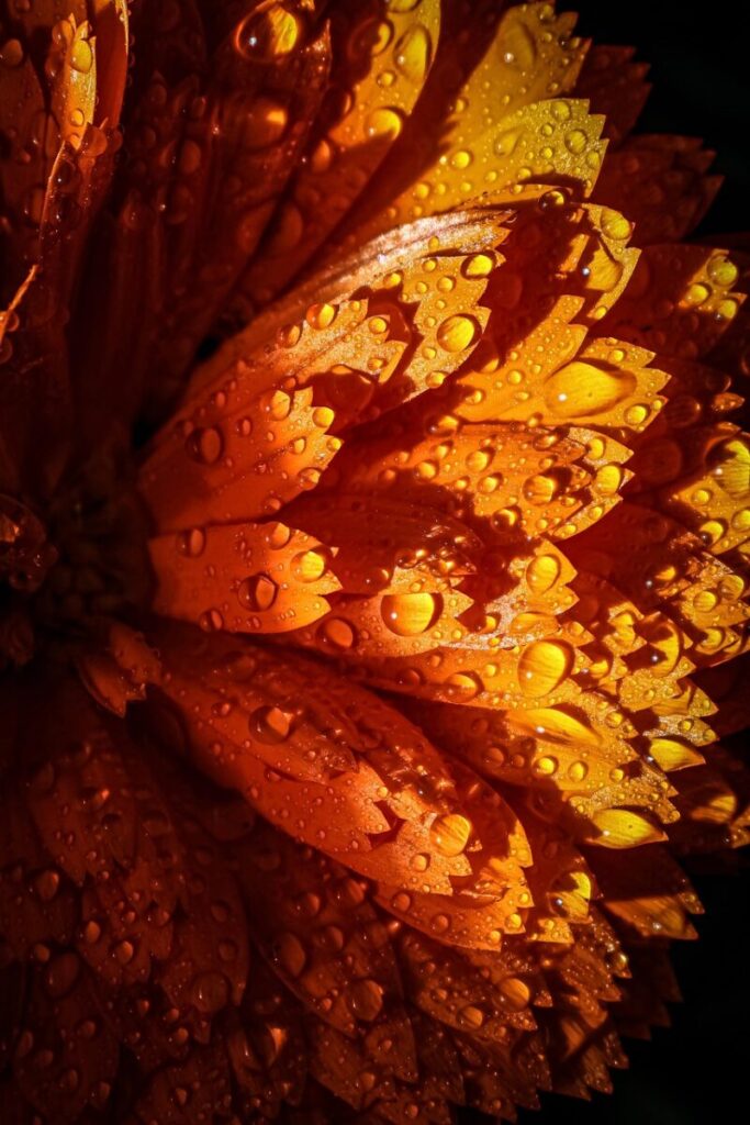flower, petals, drops, garden, nature, flower wallpaper, orange flower, flower background, beautiful flowers, phone wallpaper, aesthetic wallpaper